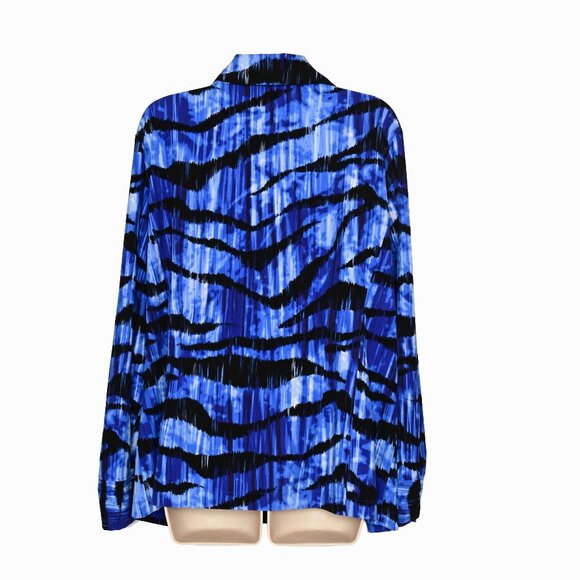 CHICO'S ZENERGY Animal Print/Abstract Blue & Black Zipper Jacket Size 3 (XL16) - Picture 4 of 8